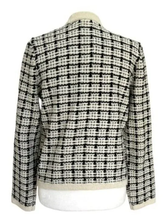 Marled Chic Black and White Checkered Cardigan - Picture 3 of 7